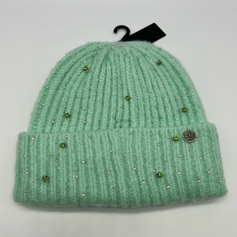 Steve Madden Mint Green Beanie with Embellishments